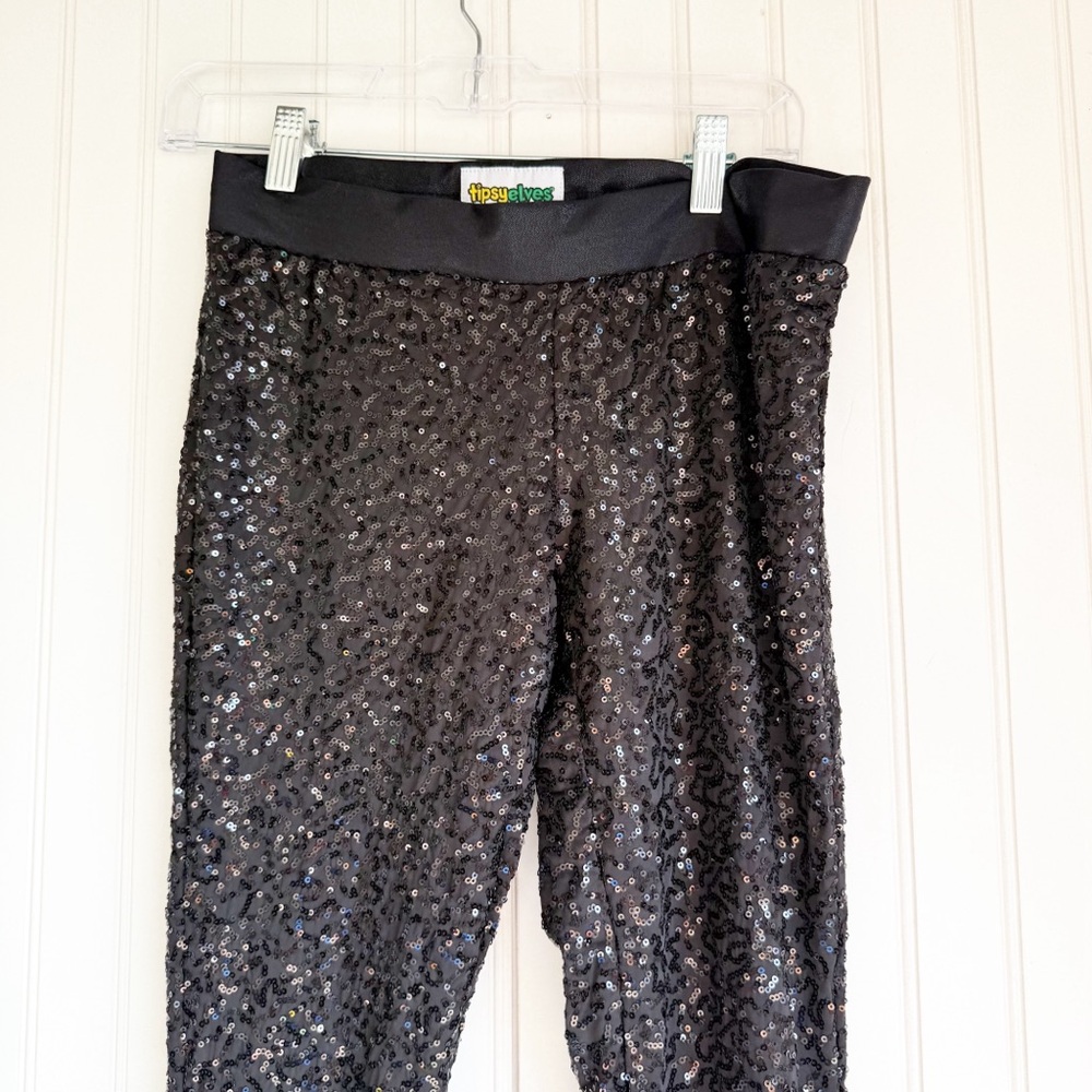 Tipsy Elves Size S Sparkling sequined Black Leggings